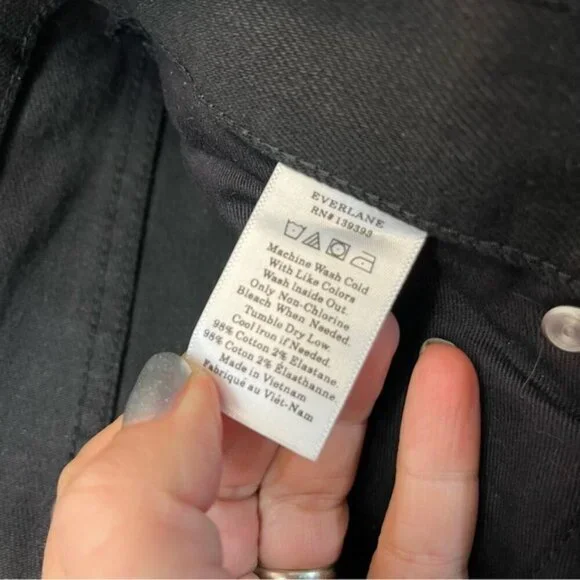 Everlane High Rise Slim Straight Black Jeans, Size 26 - Picture 9 of 12
